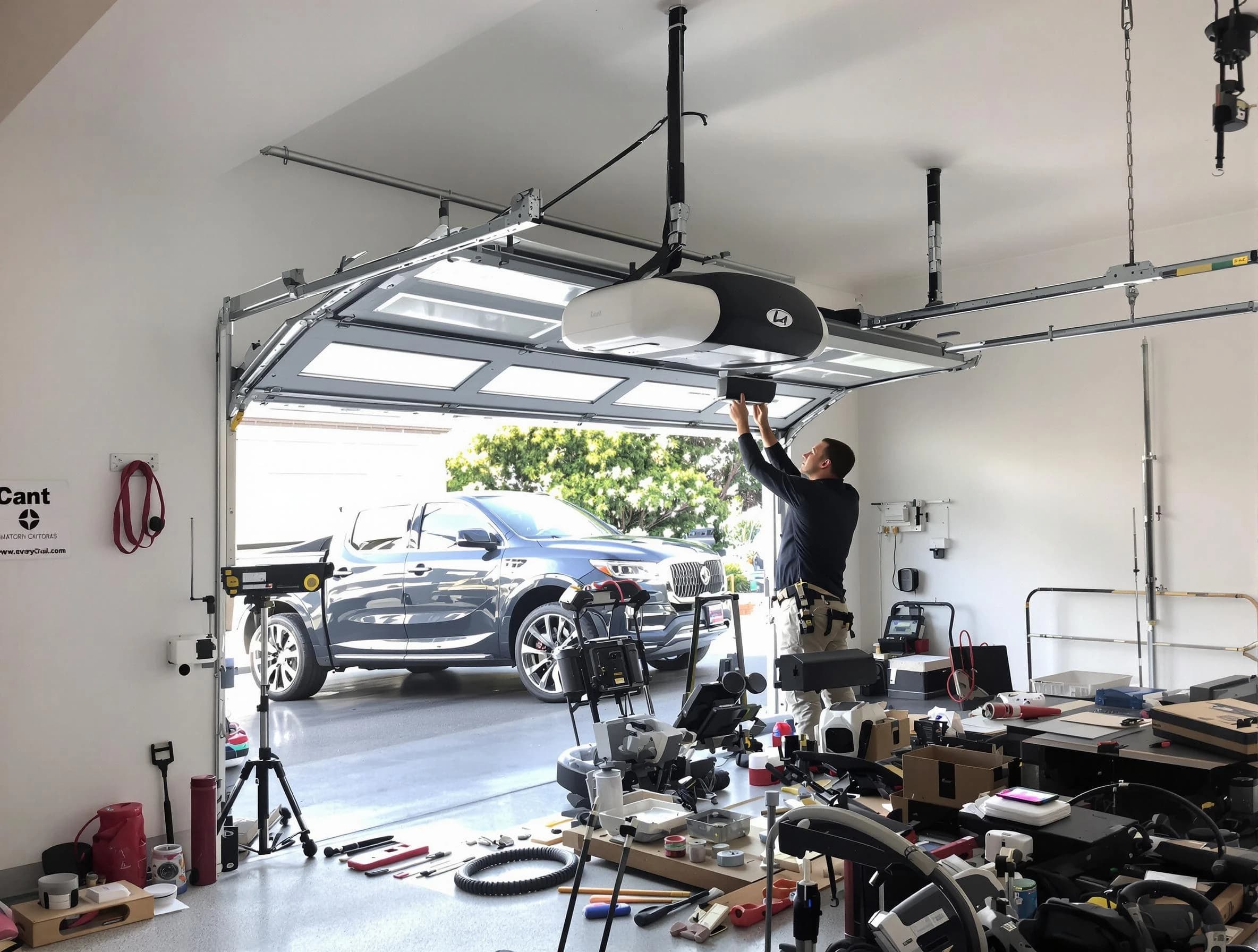 Tarrant Garage Door Repair specialist installing smart garage door opener system in Tarrant home