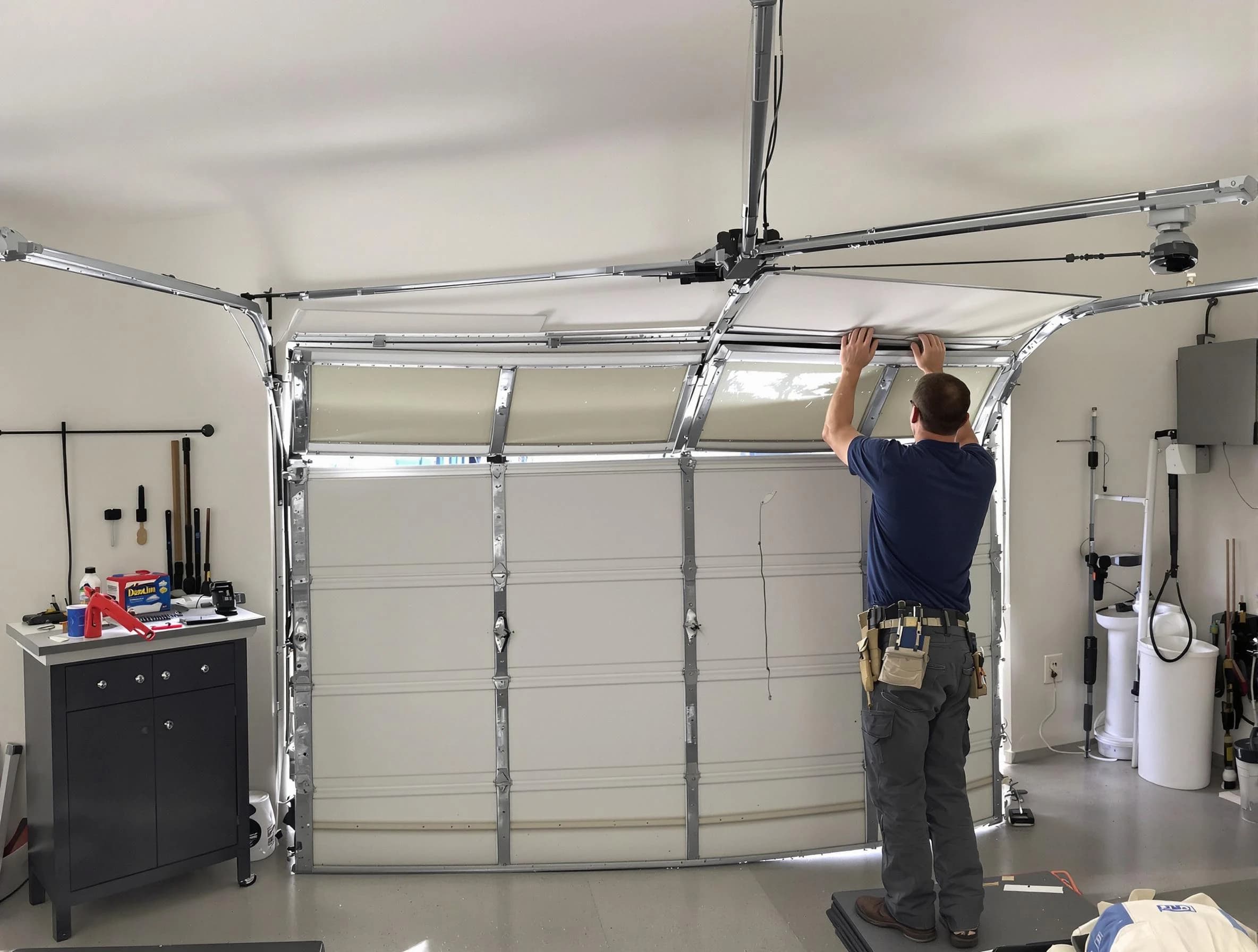 Tarrant Garage Door Repair specialist performing precise section replacement on Tarrant garage door