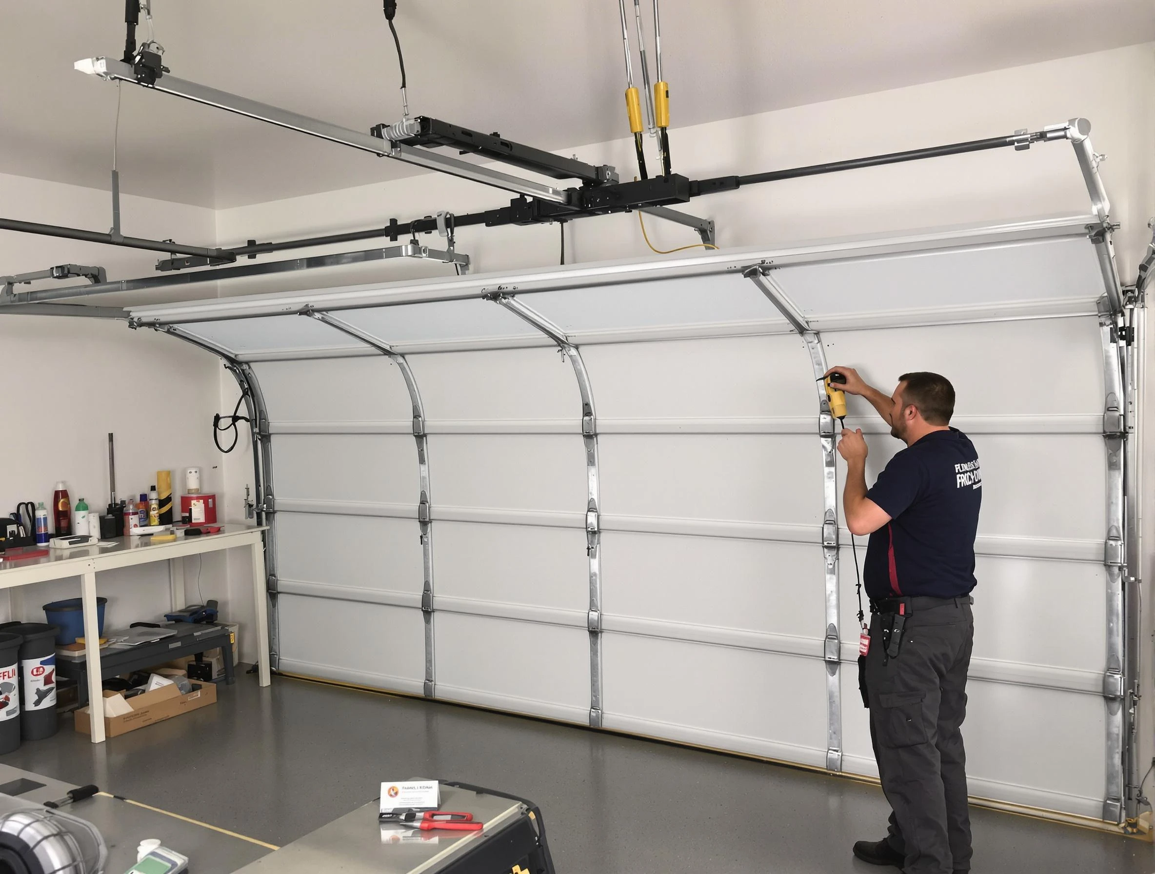 Tarrant Garage Door Repair certified technician performing overhead door system repair in Tarrant