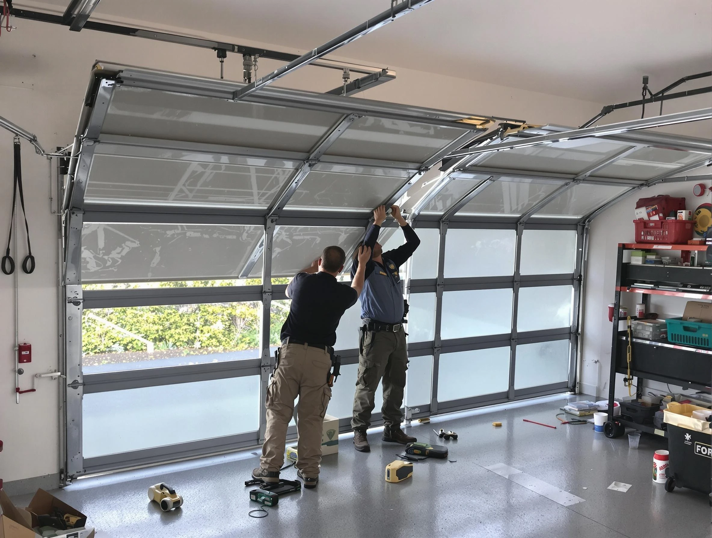 Tarrant Garage Door Repair expert performing precise panel replacement on Tarrant garage door