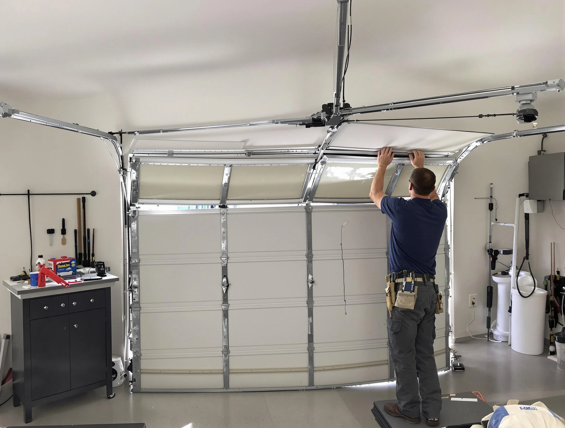 Tarrant Garage Door Repair specialist performing precise section replacement on Tarrant garage door