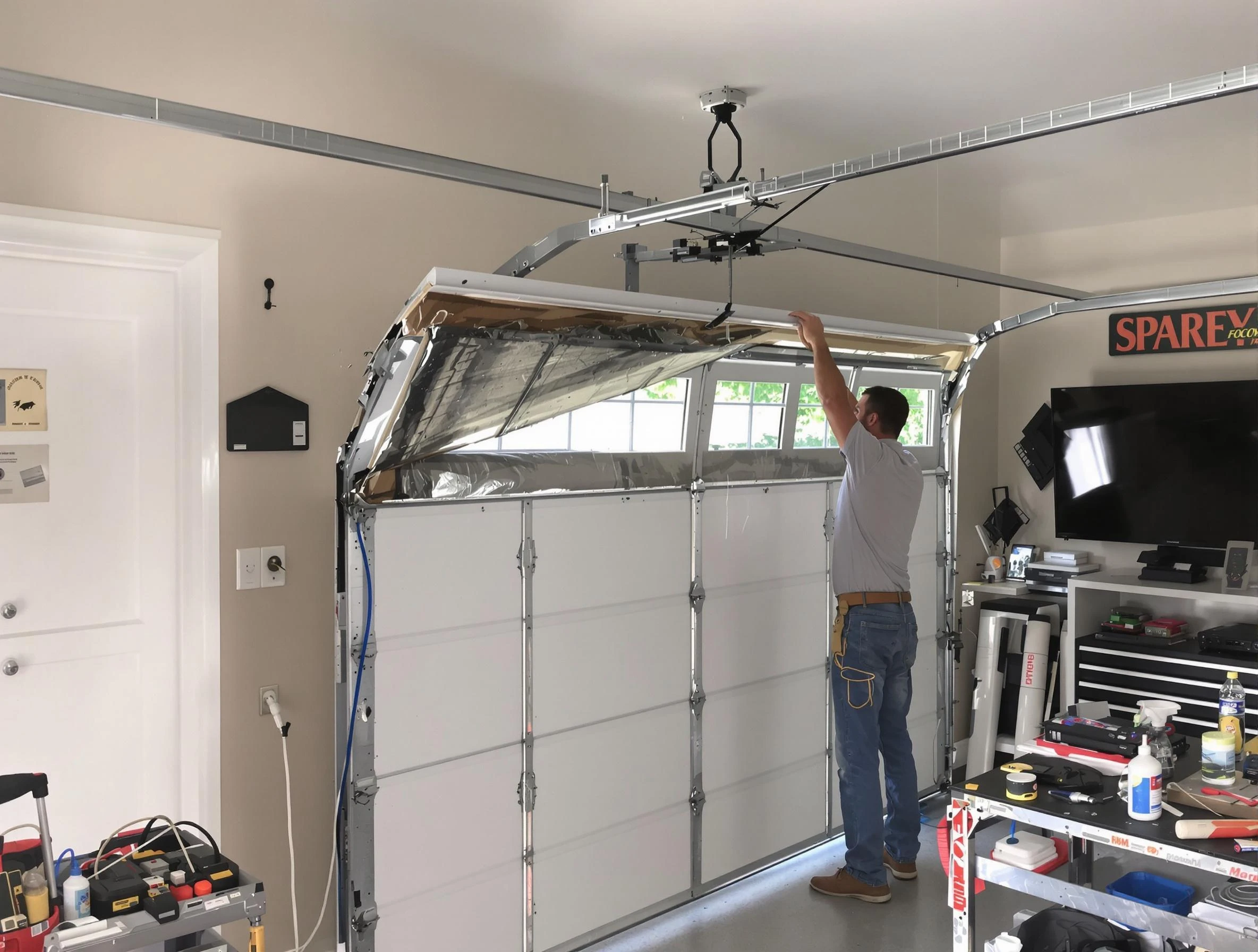 Garage door section replacement by Tarrant Garage Door Repair in Tarrant